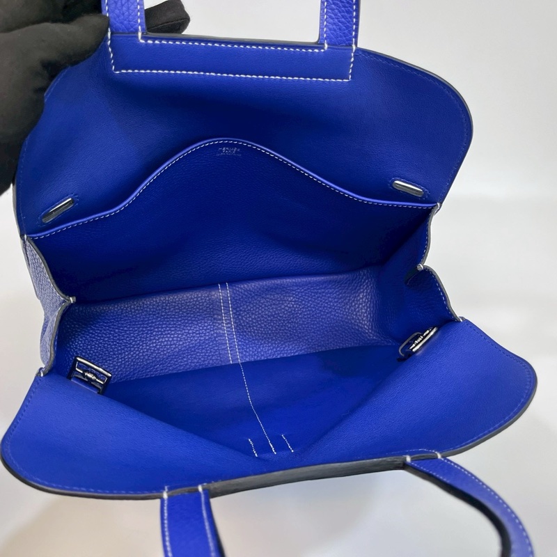 Hermes 7T電光藍TC皮Halzan 31cm五用包-7