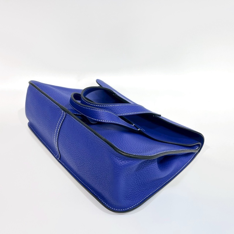 Hermes 7T電光藍TC皮Halzan 31cm五用包-9