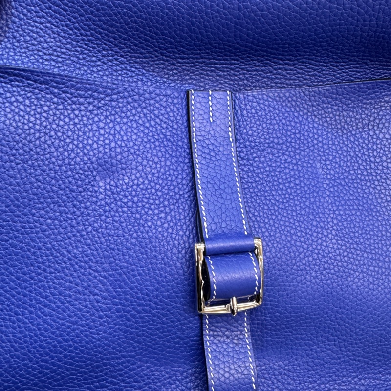 Hermes 7T電光藍TC皮Halzan 31cm五用包-10