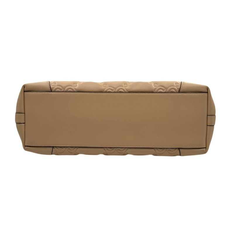 GUCCI古馳 GG Matelassé 金色徽標皮革提手 皮革 托特包購物袋 單肩包手提包 中號 米黃色-4