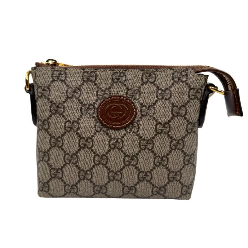 GUCCI古馳 雙G系列 雙G徽標可拆卸肩帶 帆布拼皮革飾邊 單肩斜挎包 男款-1