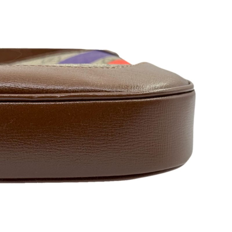 GUCCI古馳 Jackie 1961 金色鎖扣幾何印花可拆卸延長肩帶 帆布拼皮革飾邊 半月腋下包 單肩包 小號 女款 棕粉拼色-7