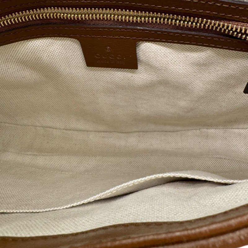 GUCCI古馳 Jackie 1961 金色鎖扣幾何印花可拆卸延長肩帶 帆布拼皮革飾邊 半月腋下包 單肩包 小號 女款 棕粉拼色-10