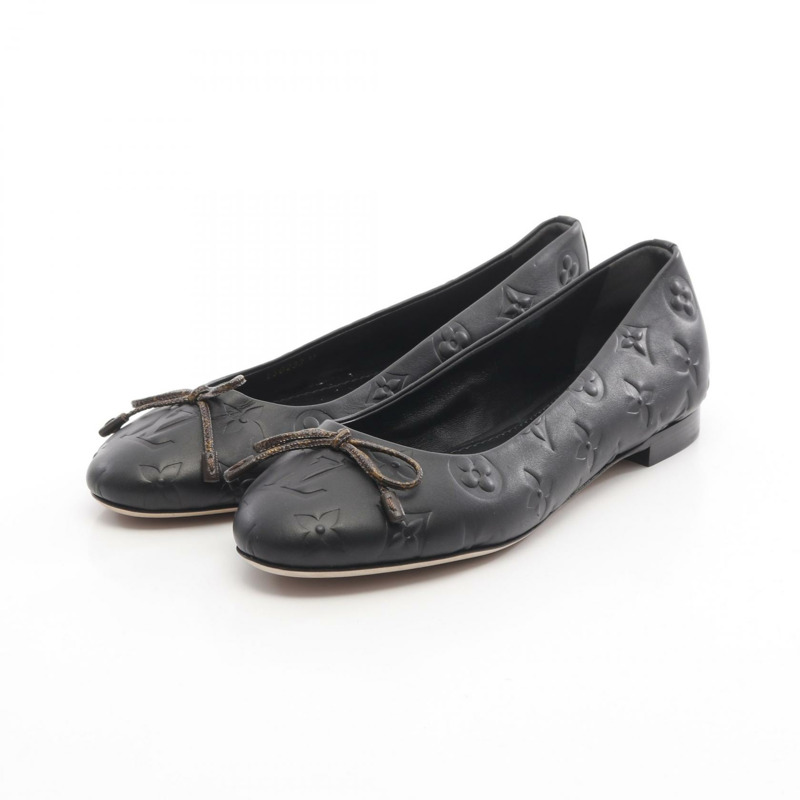 路易威登 Nina 系列芭蕾舞鞋，黑色真皮，二手女款，尺寸 36 1/2-0