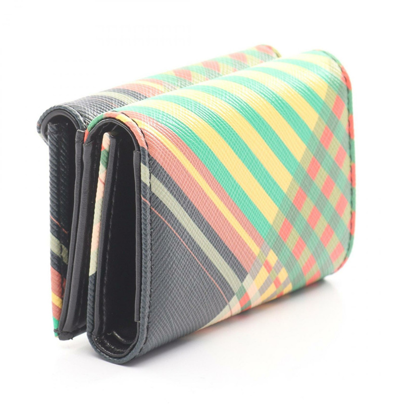 Vivienne Westwood SAFF 印花信封皮夾 SAFFIANO 格紋 Orb 三折皮夾 51150009O102 聚氨酯 黃色-1