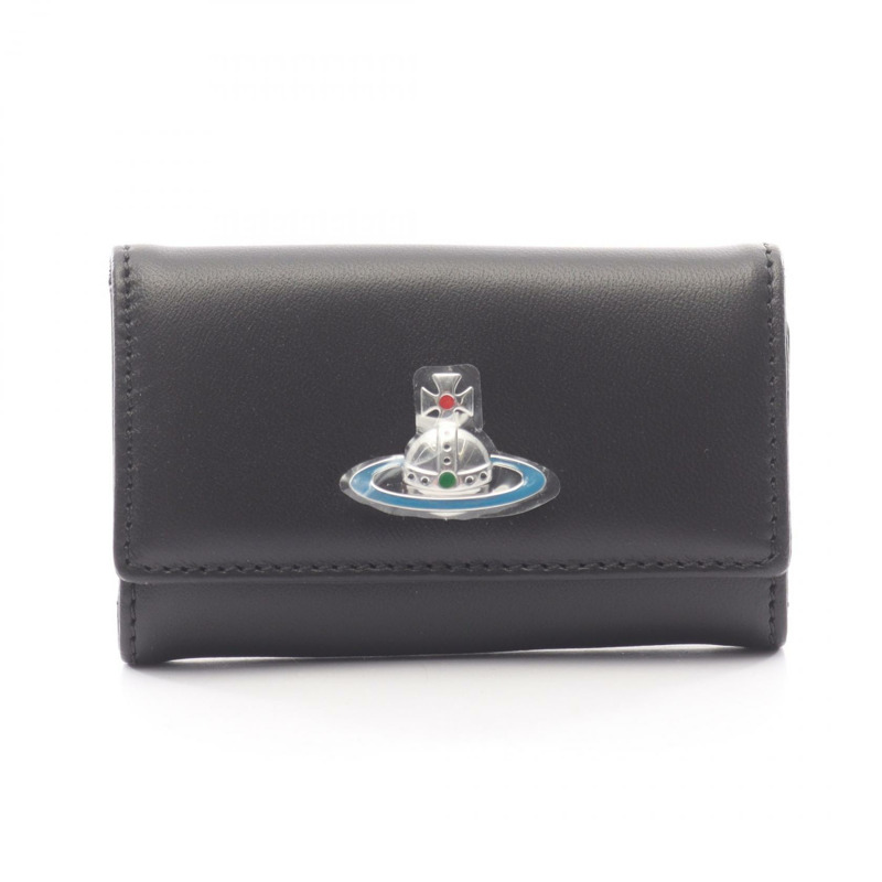 Vivienne Westwood Orb 鑰匙圈 51020001L001LN403 黑色皮革 全新 女士-0