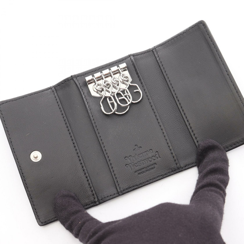 Vivienne Westwood Orb 鑰匙圈 51020001L001LN403 黑色皮革 全新 女士-2