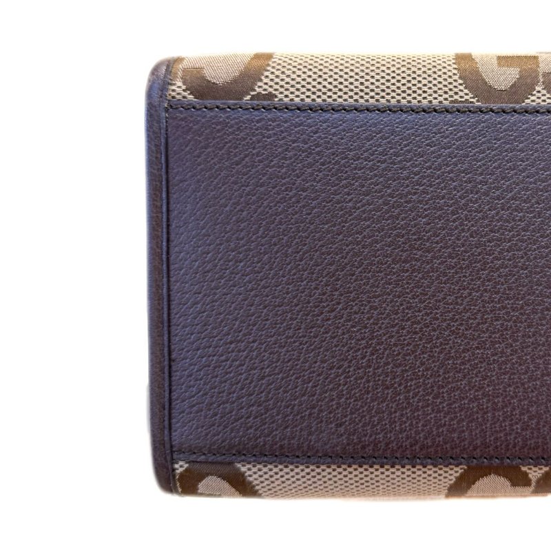 GUCCI古馳 Jumbo 超級雙G大老花Logo大容量 帆布拼皮革 托特包Tote包購物袋單肩斜挎手提包 小號 男女同款情侶款 棕色-5