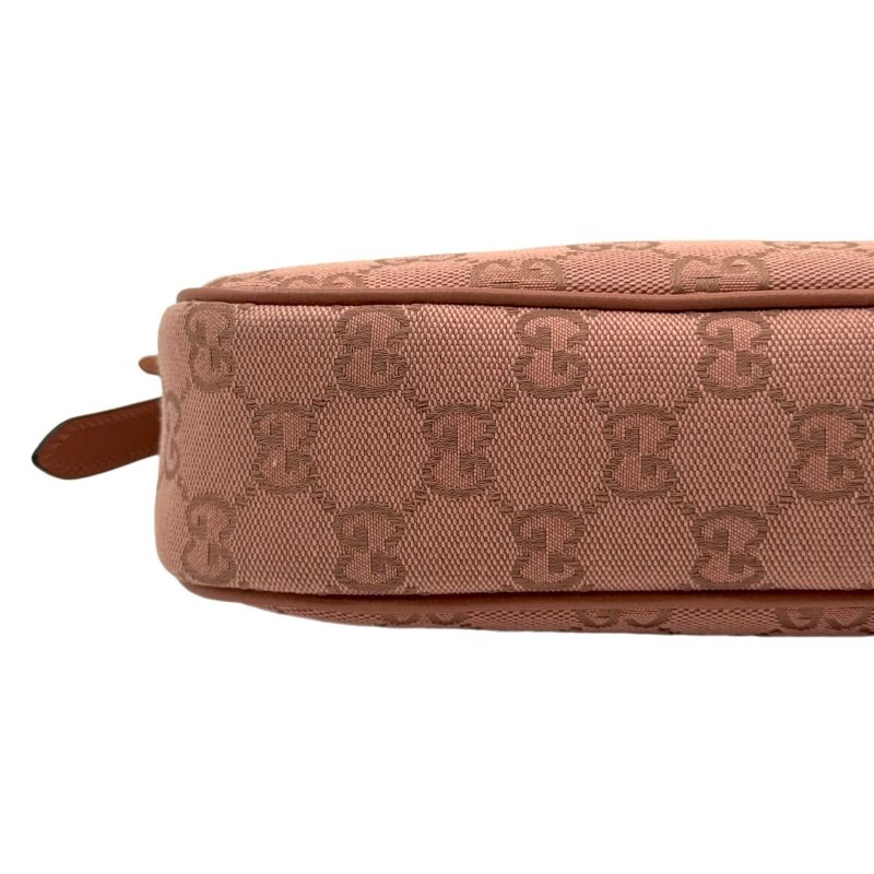 GUCCI古馳 Ophidia 經典老花滿印拉鍊開合 帆布拼皮革 單肩包手提包 小號 女款 粉色-6