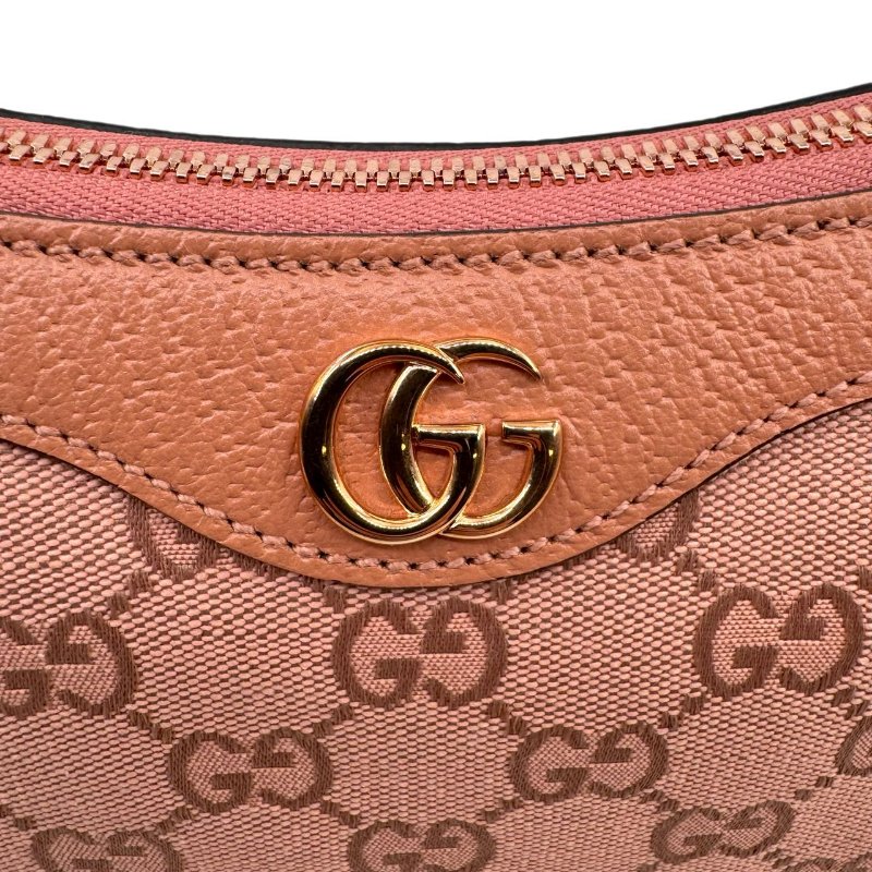 GUCCI古馳 Ophidia 經典老花滿印拉鍊開合 帆布拼皮革 單肩包手提包 小號 女款 粉色-13