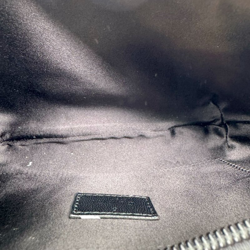 GUCCI古馳 Horsebit Slim系列 雙G徽標拉鍊開合 牛仔布拼皮革滾邊 手提單肩包 小號 女款 黑色拼灰色-10