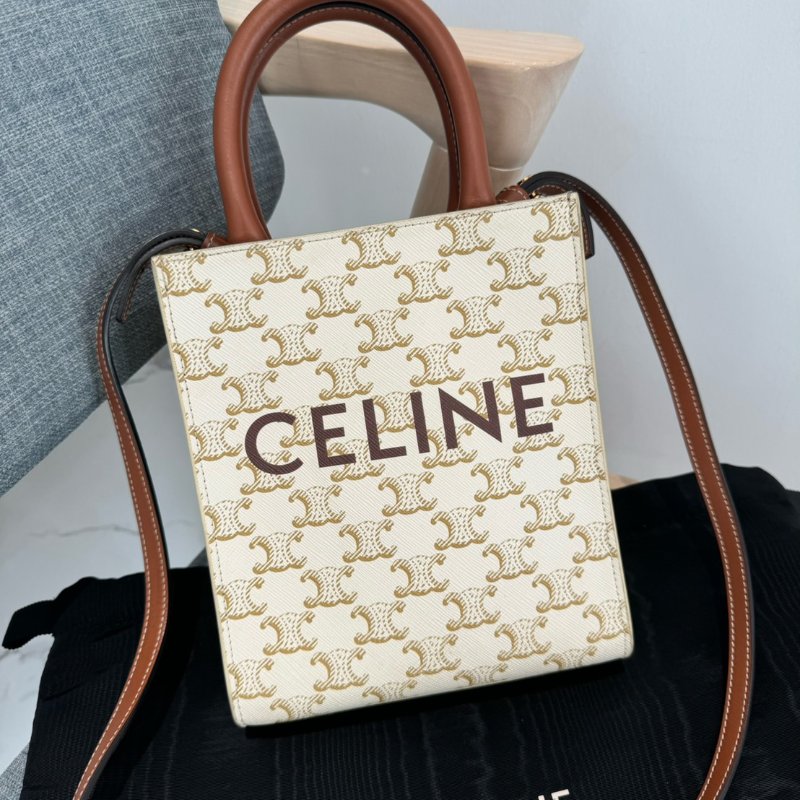 *SHIHNA名牌精品*CELINE Triomphe 帆布迷你直式Cabas 手提包-0
