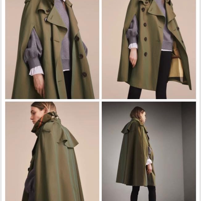 BURBERRY英國軍綠風衣斗篷UK8-1