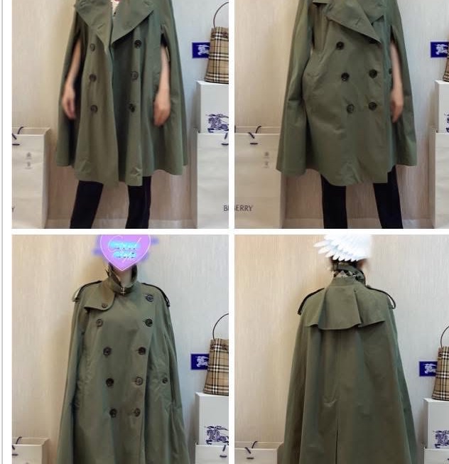 BURBERRY英國軍綠風衣斗篷UK8-3