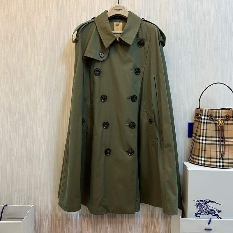 BURBERRY英國軍綠風衣斗篷UK8-4