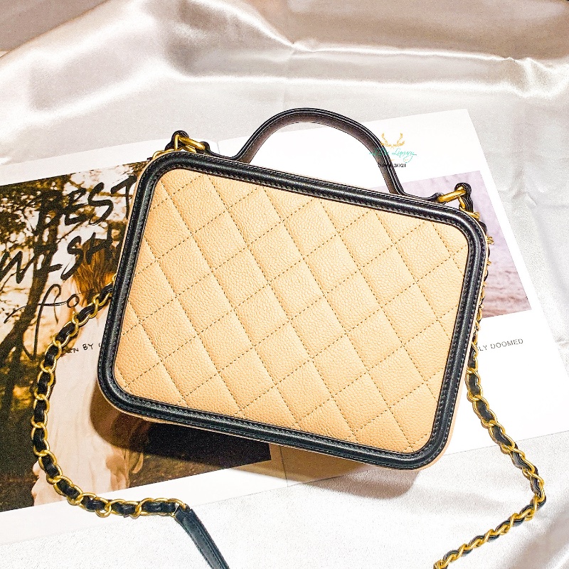 CHANEL 香奈兒 Vanity case 21公分 養樂多色 化妝箱 鍊包 晚宴包-2