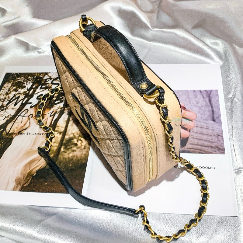 CHANEL 香奈兒 Vanity case 21公分 養樂多色 化妝箱 鍊包 晚宴包-4