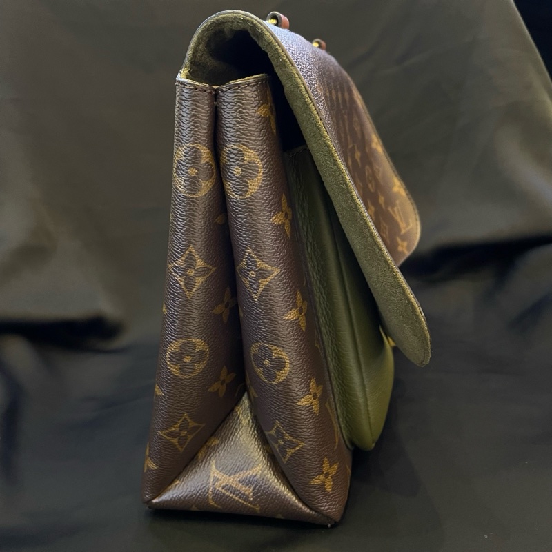 lv 鎖頭郵差包 老花拼綠皮 單包 19年➕芯片 原始成色 專柜价18700-4