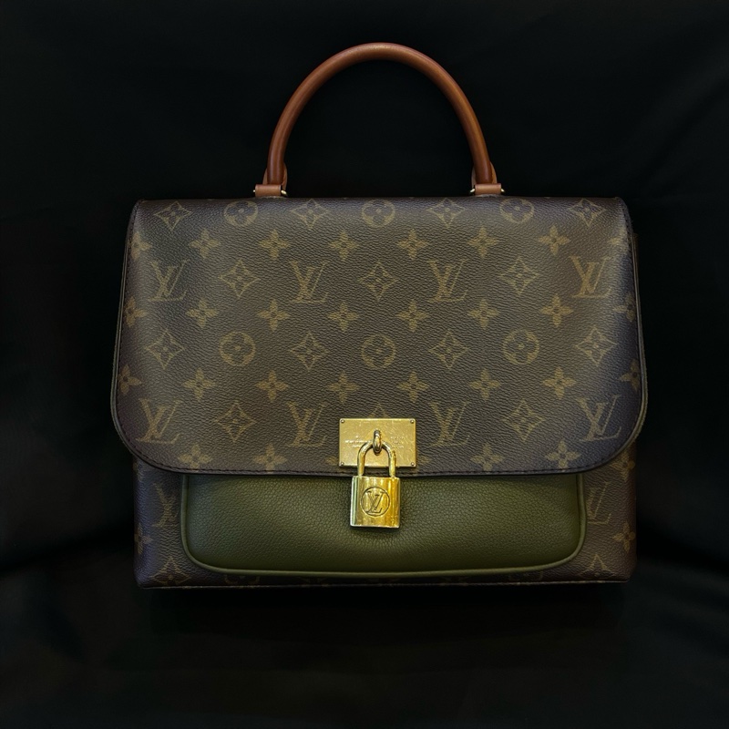 lv 鎖頭郵差包 老花拼綠皮 單包 19年➕芯片 原始成色 專柜价18700-8