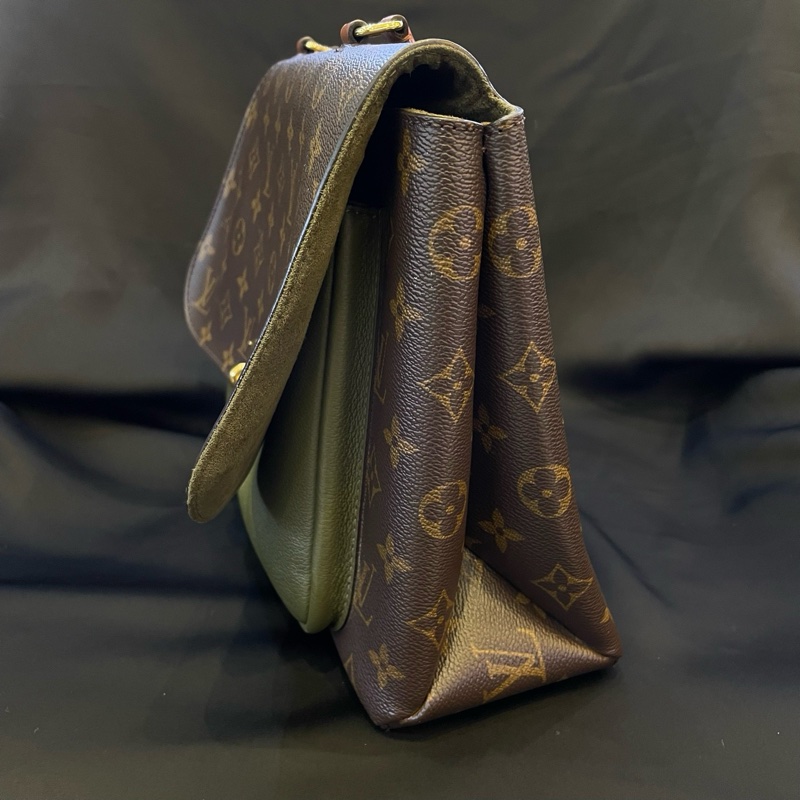 lv 鎖頭郵差包 老花拼綠皮 單包 19年➕芯片 原始成色 專柜价18700-13