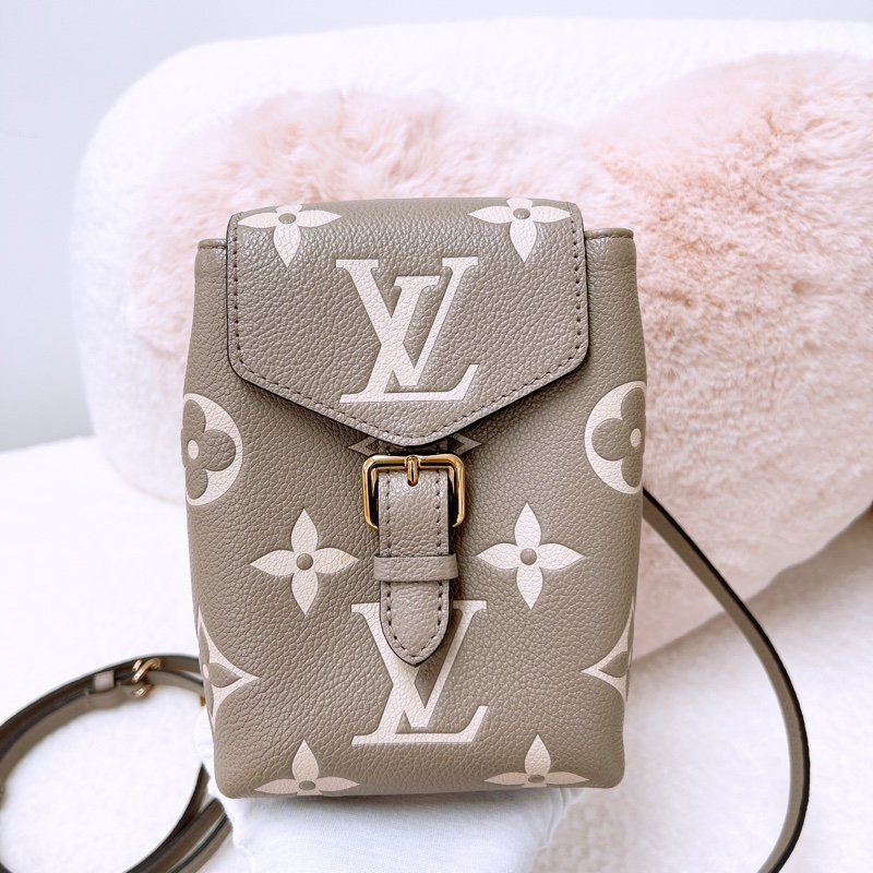 Lv tiny 灰米拼色迷你背包 單肩兩用-0