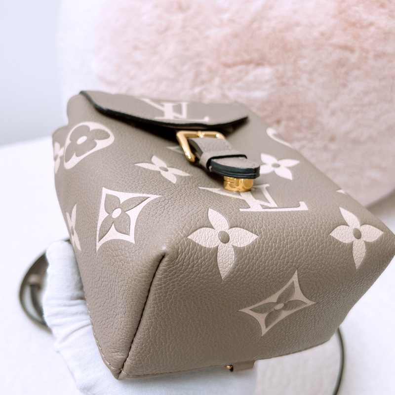 Lv tiny 灰米拼色迷你背包 單肩兩用-4