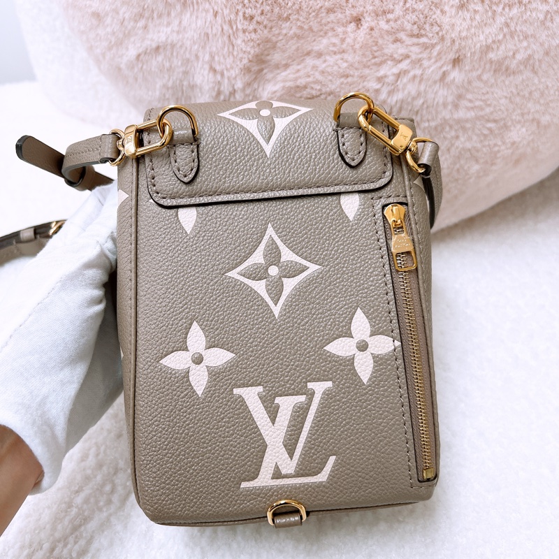 Lv tiny 灰米拼色迷你背包 單肩兩用-6