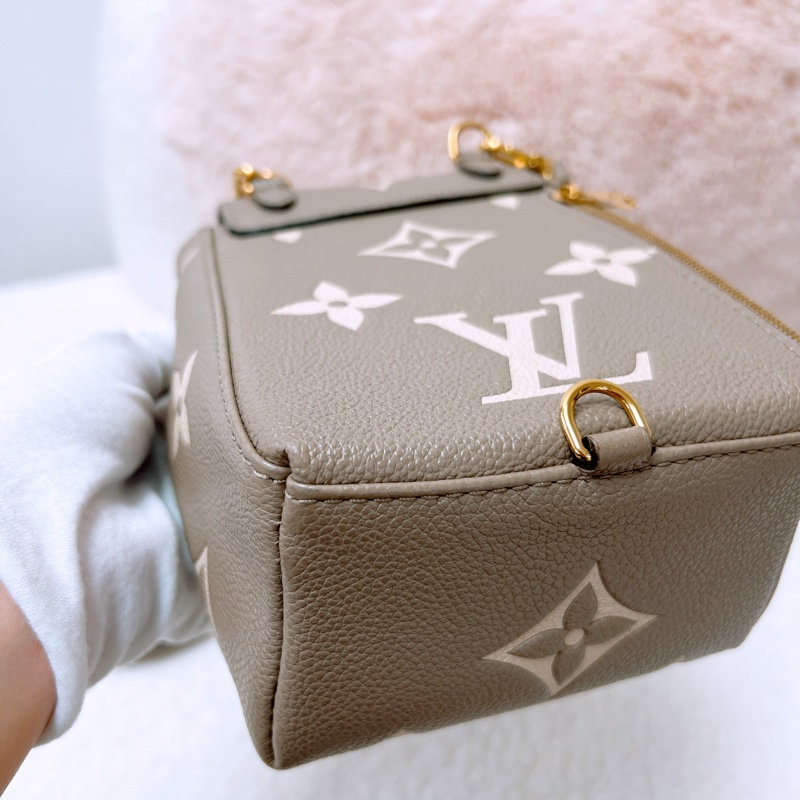 Lv tiny 灰米拼色迷你背包 單肩兩用-7
