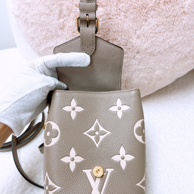 Lv tiny 灰米拼色迷你背包 單肩兩用-12