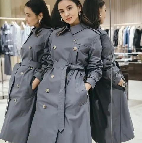 BURBERRY英國霧灰色風衣UK4-1