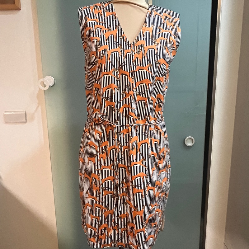 KATE SPADE SATURDAY 無袖洋裝|橘×黑×白 狐狸印花連身裙🦊-0