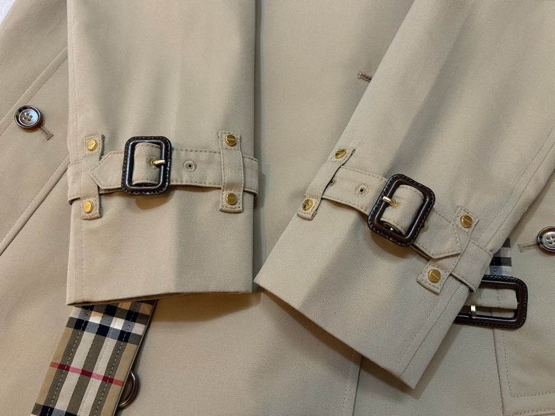 BURBERRY英國蜜色格紋裁片風衣UK6-4