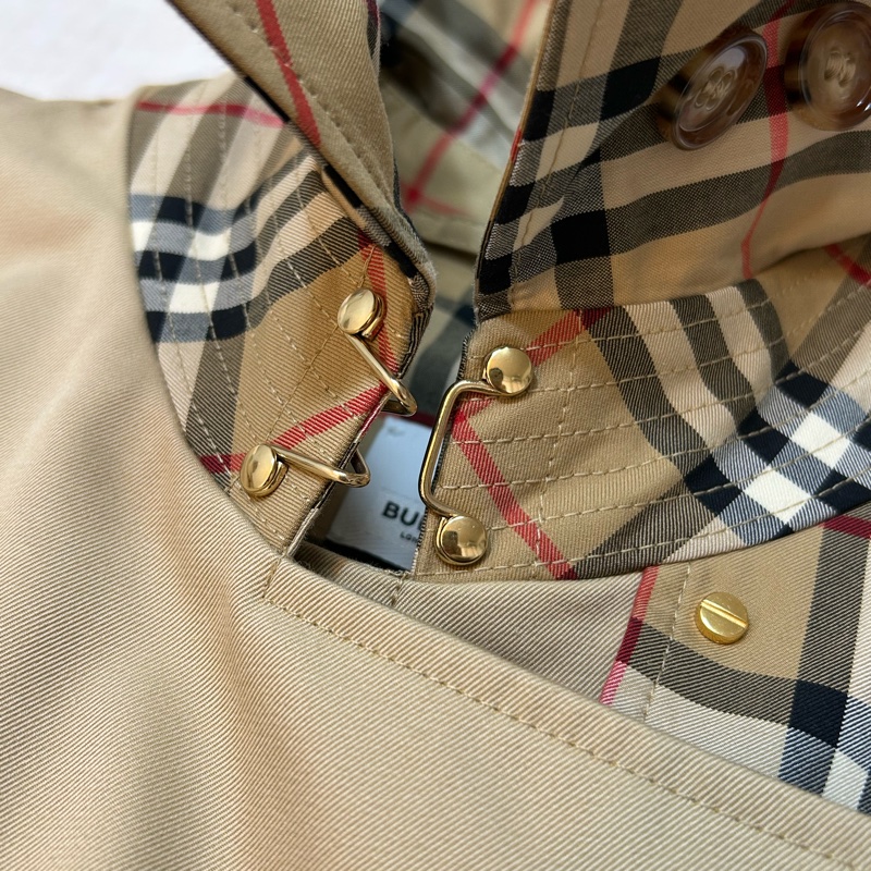 BURBERRY英國蜜色格紋裁片風衣UK6-9