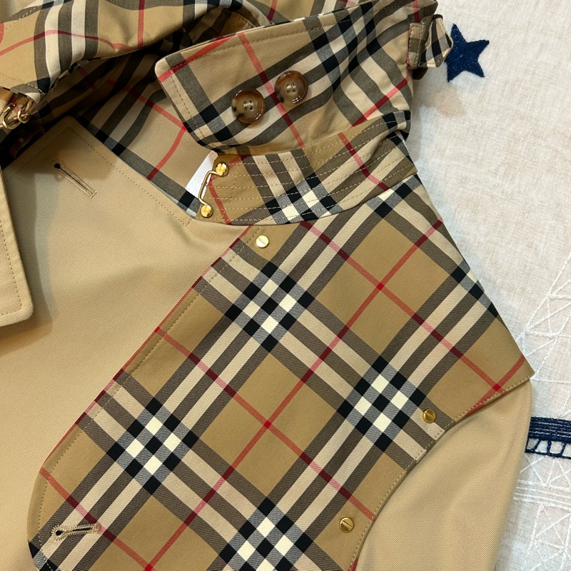 BURBERRY英國蜜色格紋裁片風衣UK6-10