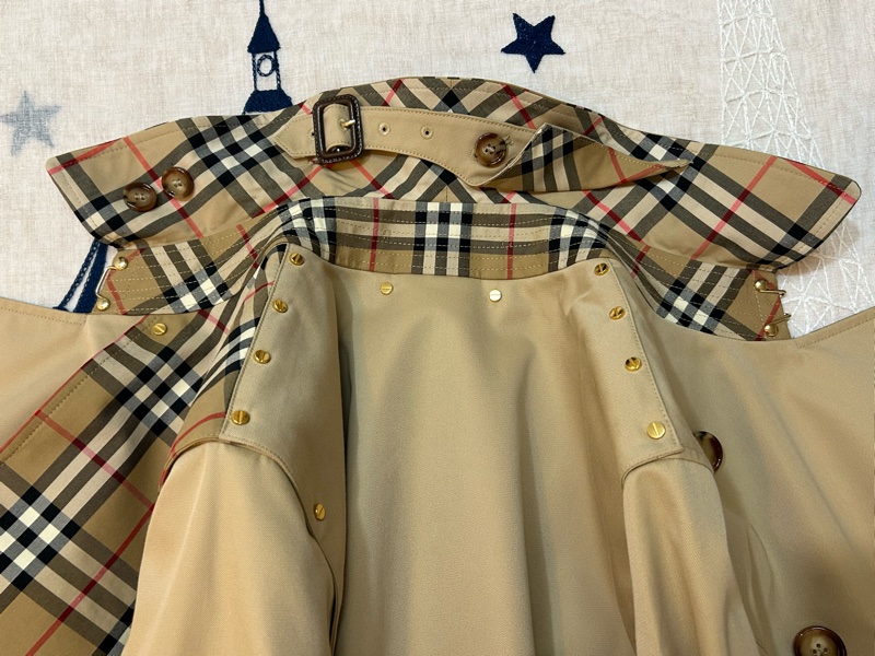 BURBERRY英國蜜色格紋裁片風衣UK6-11