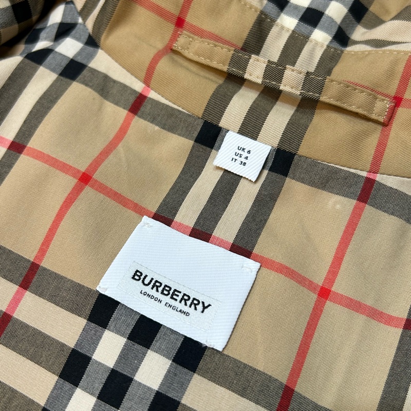 BURBERRY英國蜜色格紋裁片風衣UK6-14