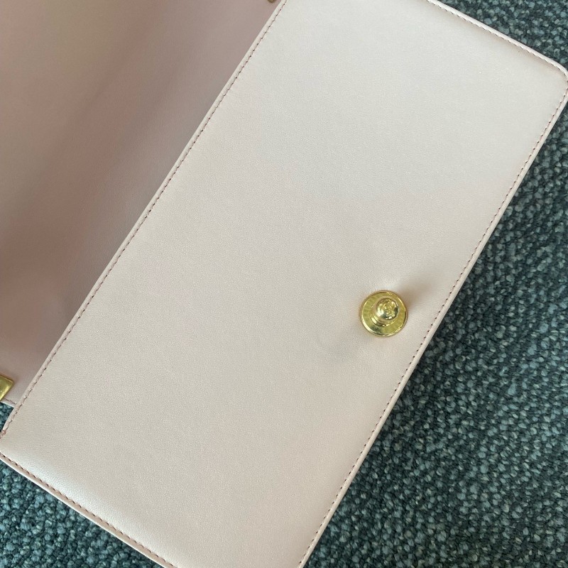 Chanel香奈兒 leboy中號 粉金羊皮 限量宮廷編織滾邊款 肩背包斜背包-16