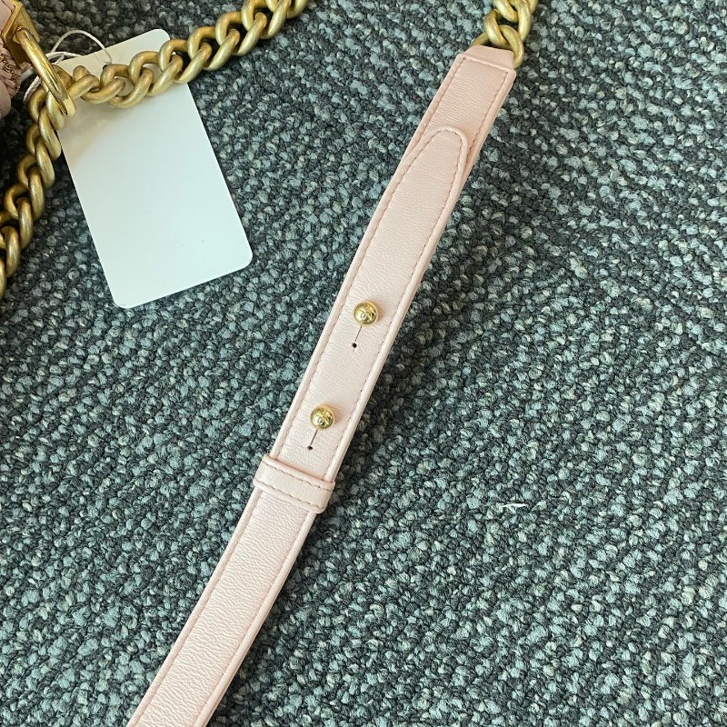 Chanel香奈兒 leboy中號 粉金羊皮 限量宮廷編織滾邊款 肩背包斜背包-25