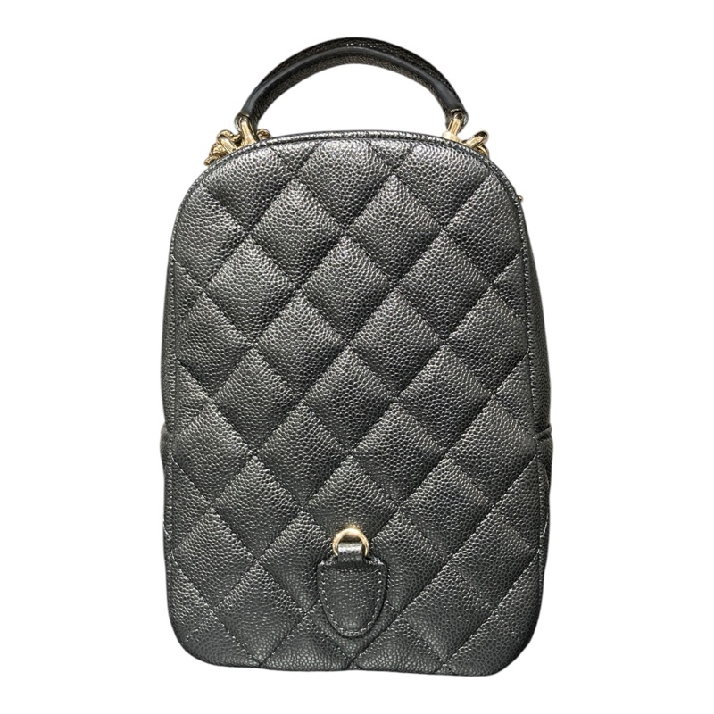 Chanel 小書包 淡金扣 後背包 黑色荔枝皮-2