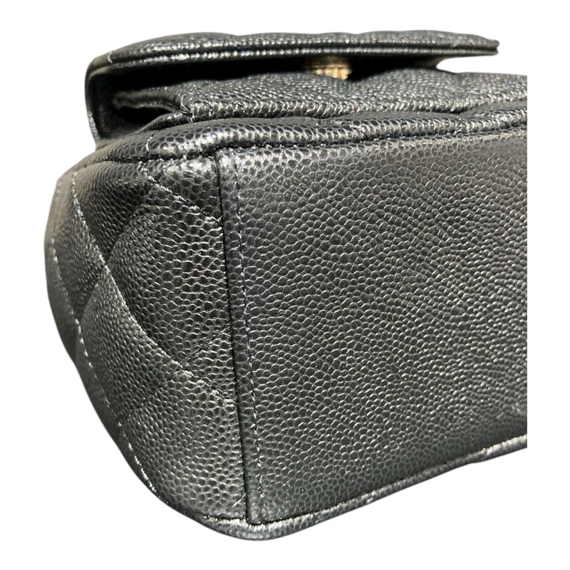 Chanel 小書包 淡金扣 後背包 黑色荔枝皮-3