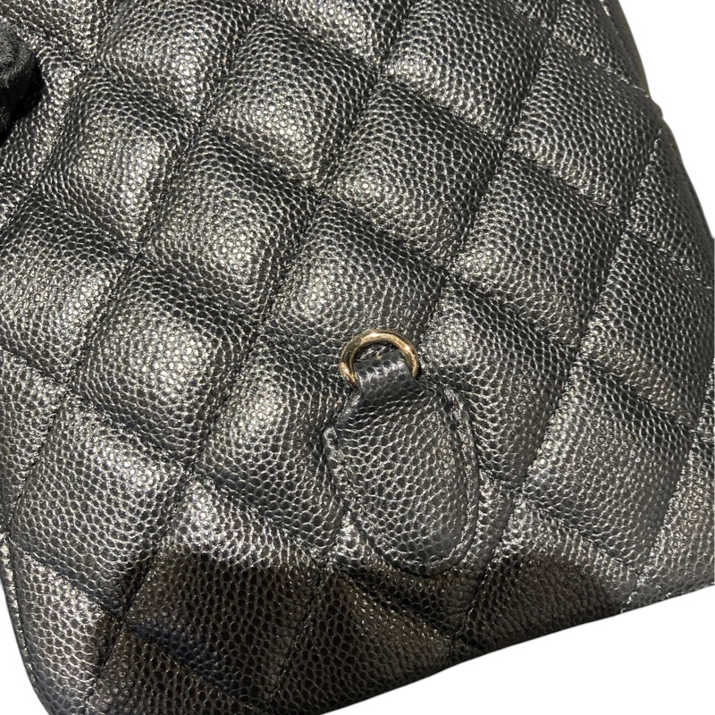 Chanel 小書包 淡金扣 後背包 黑色荔枝皮-4
