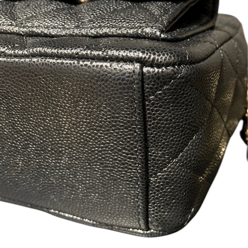 Chanel 小書包 淡金扣 後背包 黑色荔枝皮-8