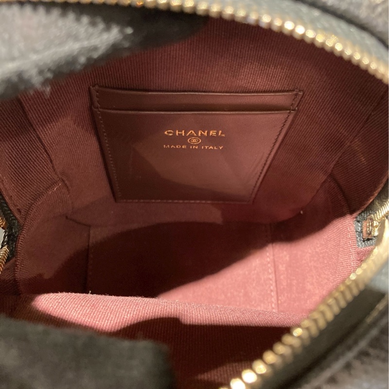 Chanel 小書包 淡金扣 後背包 黑色荔枝皮-9