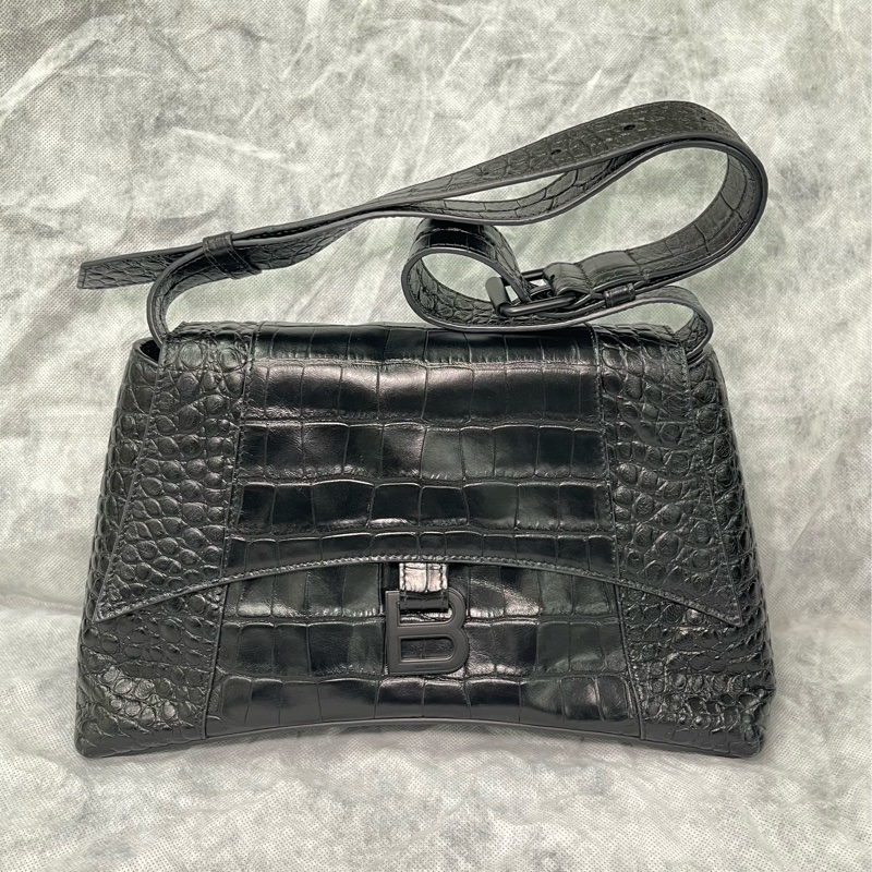 Balenciaga 巴黎世家Downtown 黑武士 so black 鳄鱼压纹沙漏-0