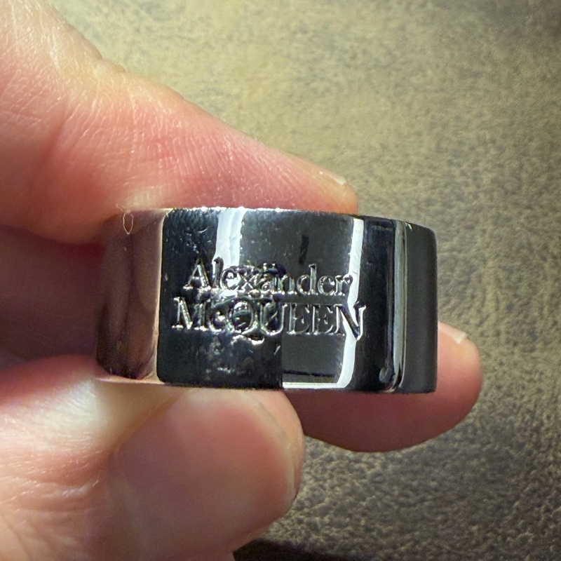 Alexander McQueen 寬版簍空銀戒指-2