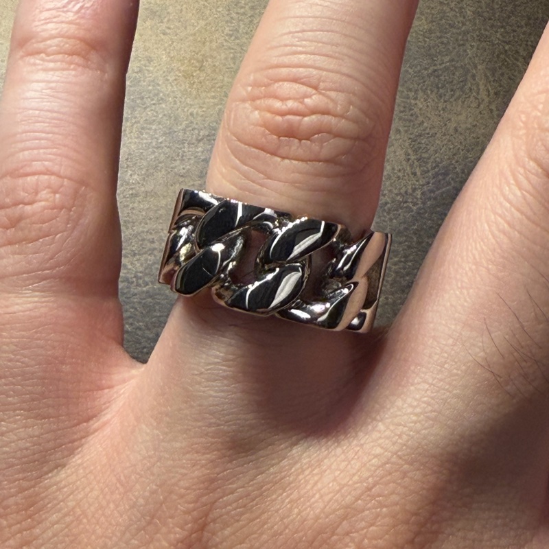 Alexander McQueen 寬版簍空銀戒指-4