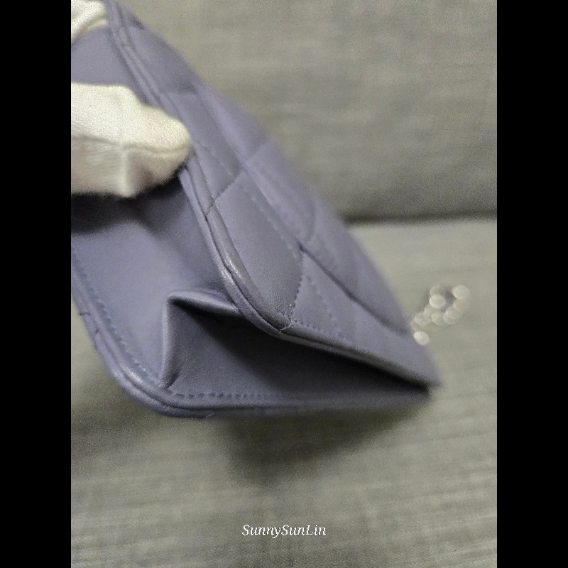 香奈兒 Chanel woc 藍紫色 紫灰色 銀色 雙C logo 鍊條包-29