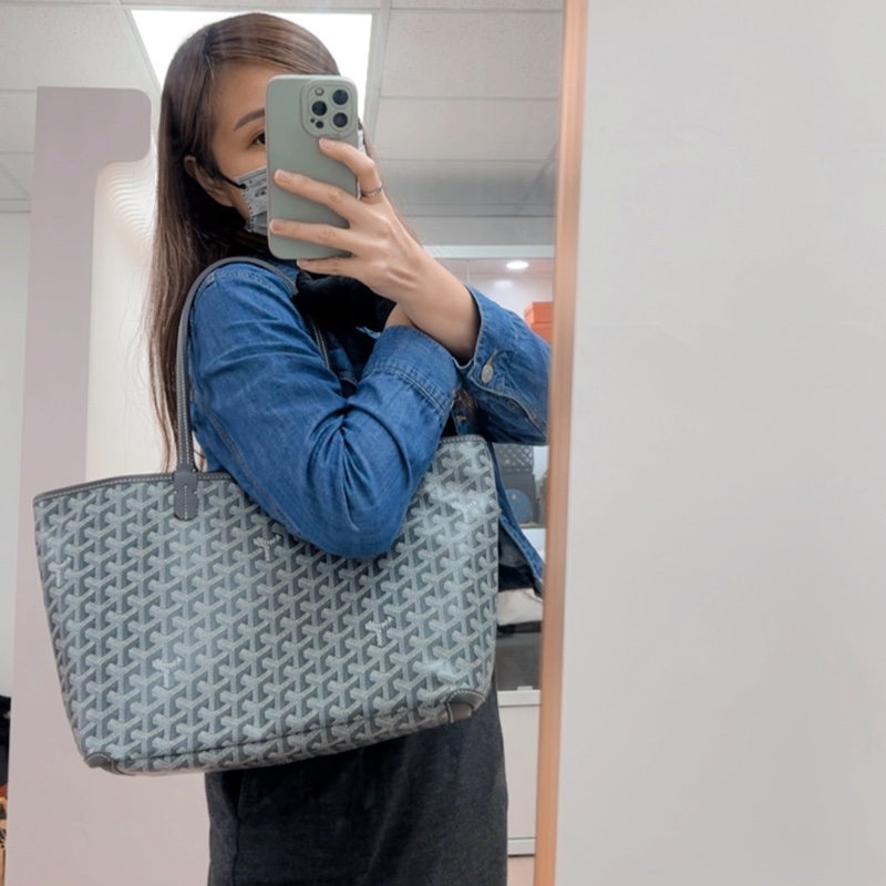 Goyard artois pm 灰色老花托特包-13