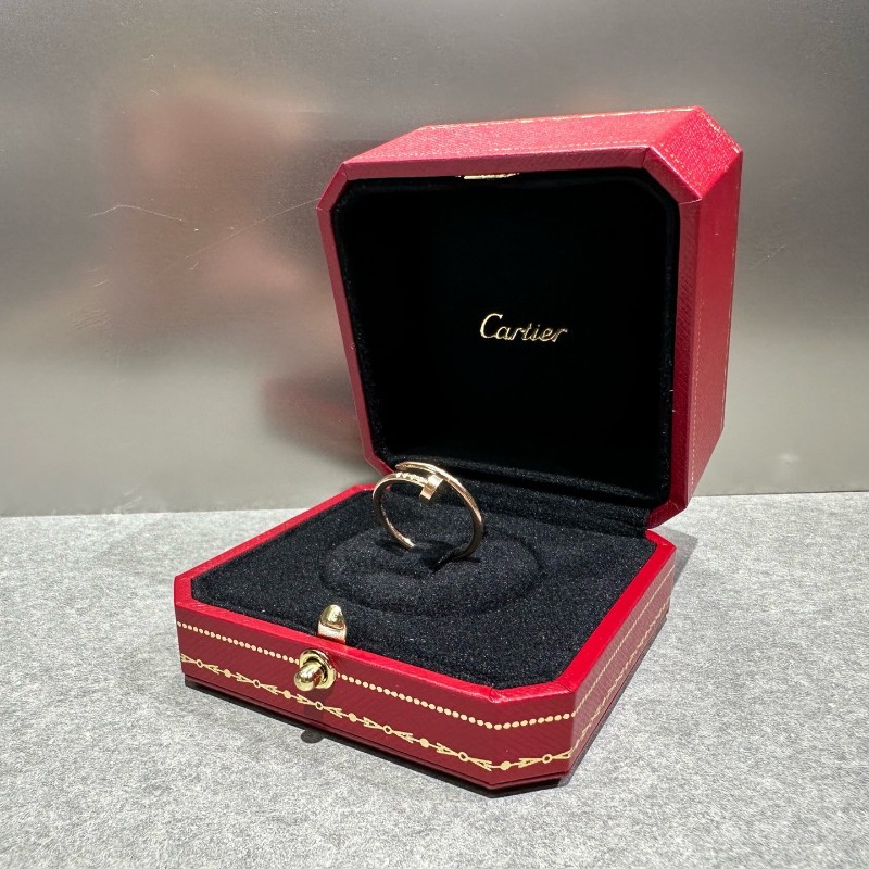 Cartier 玫瑰金 釘子戒指 窄版無鑽 53號-1