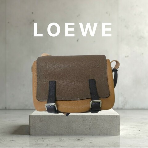 🔥年終狂降🔥【限時降價只到12/31（原31,800）】【8成新】㊣✨ LOEWE ✨(附防塵袋)羅威 拼色 雙釦 小牛皮 皮革 郵差包 側背包 斜背包/男女可用/二手包/保證正品🌳二手樹屋🌳